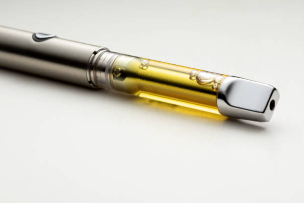 High THC Potency Cannabis Oil Vape Pen Isolated on a White Background